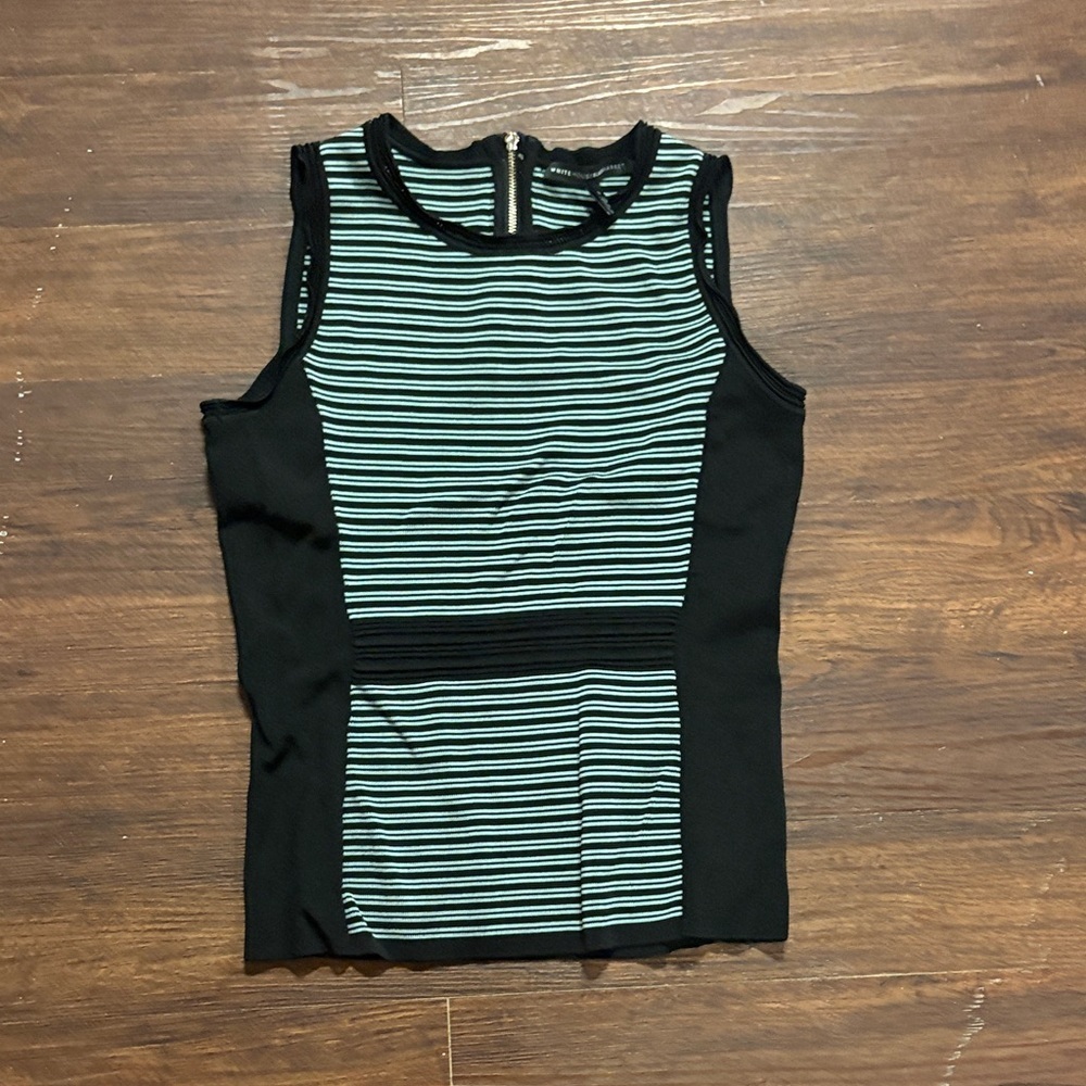 White House Black Market Striped Sleeveless Top - Black and Green
